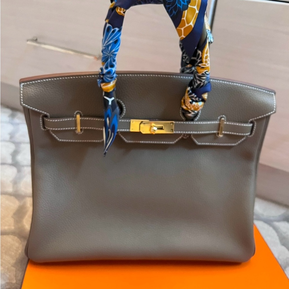 Birkin with Gold Hardware and Silk Scarf